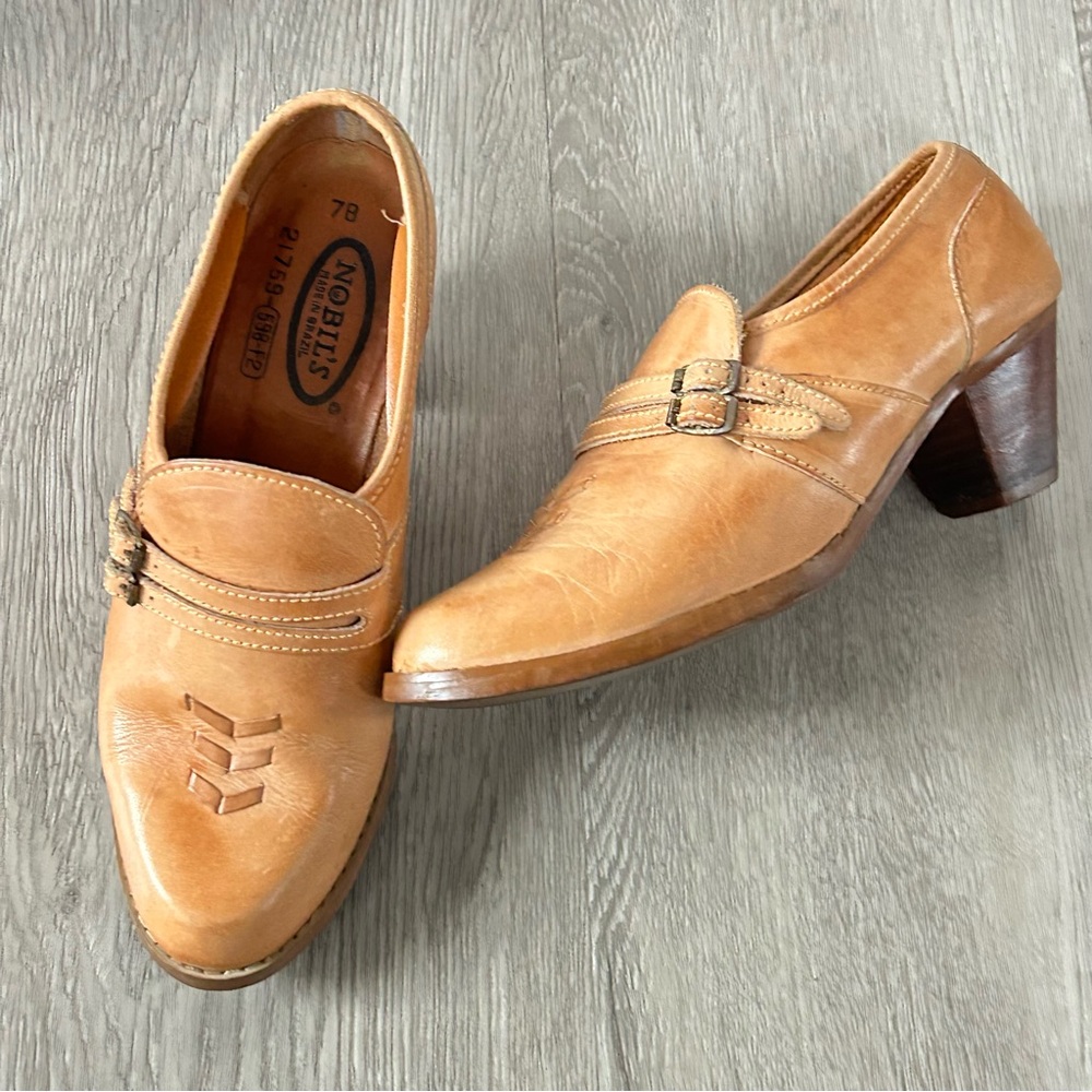 Vtg Nobils Leather Heeled Ankle Booties Shoes 7